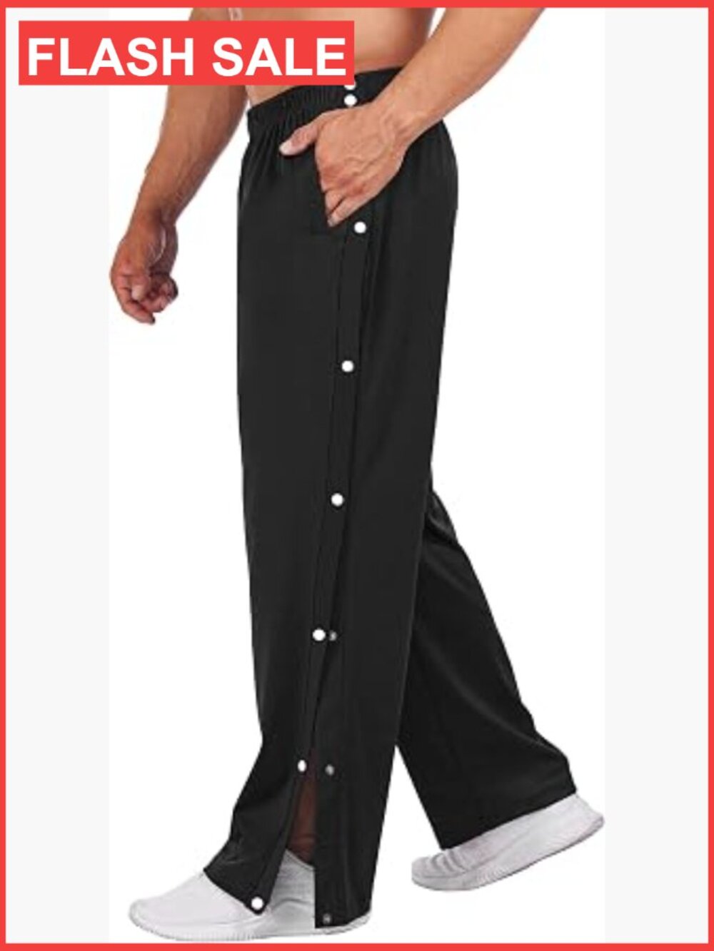 Tear Away Basketball Sweatpants Post Surgery Snap Side Split Pockets
